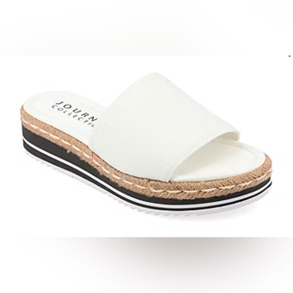 Journee Collection Womens Rosey Slide Sandals. Size 10wd. Color: White